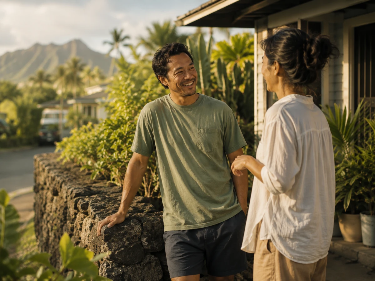 Neighbors talking after making a plan