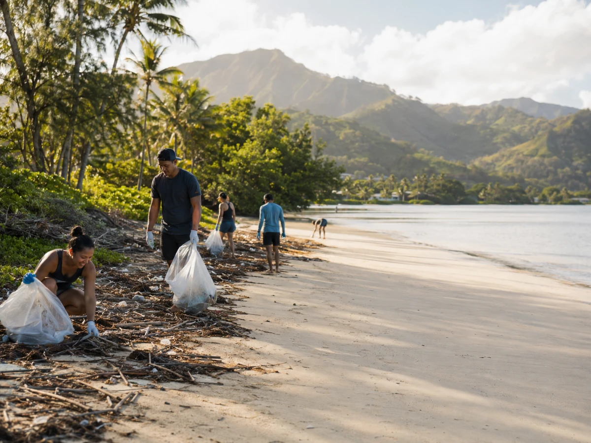 Monthly beach cleanup in Kāneʻohe